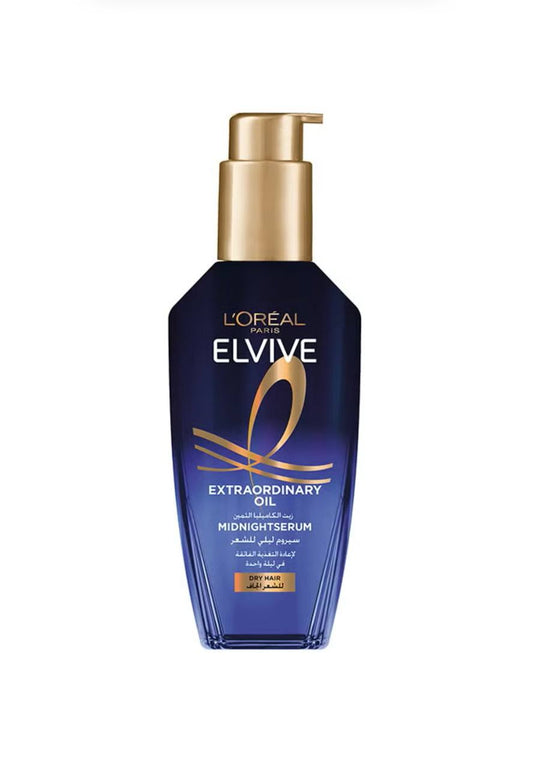 ✨🇦🇪 Dubai Import L’Oréal Paris Elvive Extraordinary Oil Midnight Serum 100ml 🌙 Overnight Hair Repair Serum 💙 For Dry Hair ✨ Anti-Frizz 💎 Smooth & Shiny Hair | Premium Quality