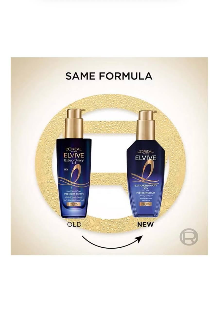 ✨🇦🇪 Dubai Import L’Oréal Paris Elvive Extraordinary Oil Midnight Serum 100ml 🌙 Overnight Hair Repair Serum 💙 For Dry Hair ✨ Anti-Frizz 💎 Smooth & Shiny Hair | Premium Quality